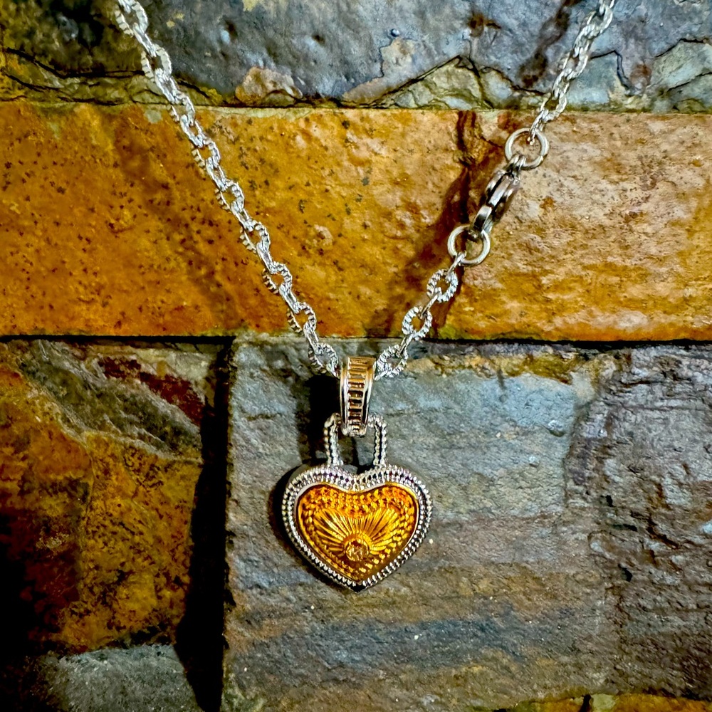 Diamonds International Two Tone Heart Pendant Silver
Tone Chain Necklace